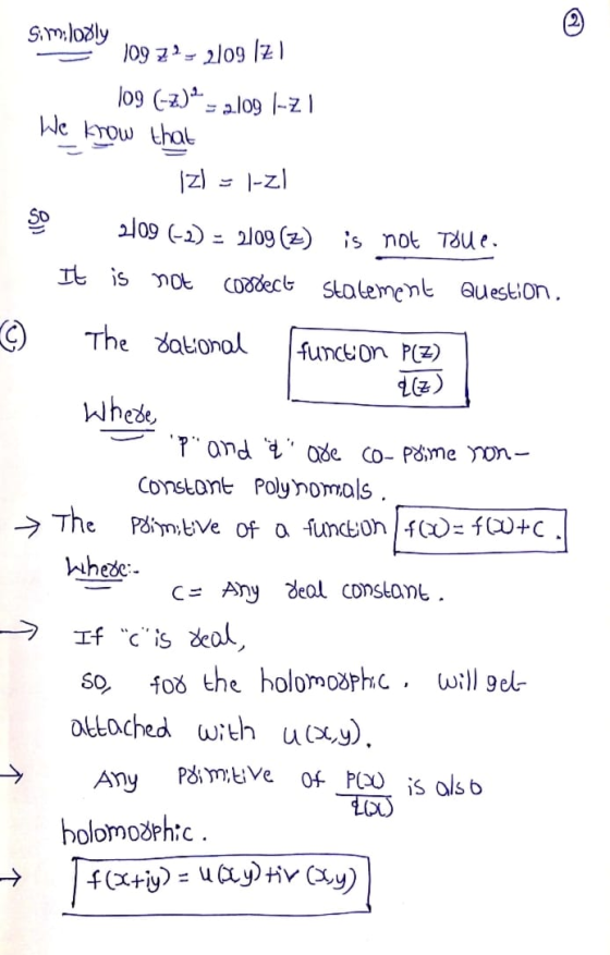 Similodly 10972 - 2109 1Z 109 (-2)2 - 2/09 (-21 We know that IZ) |-z1 2109 (-2) = 2109(Z) is not Toue. It is not Cordect stat