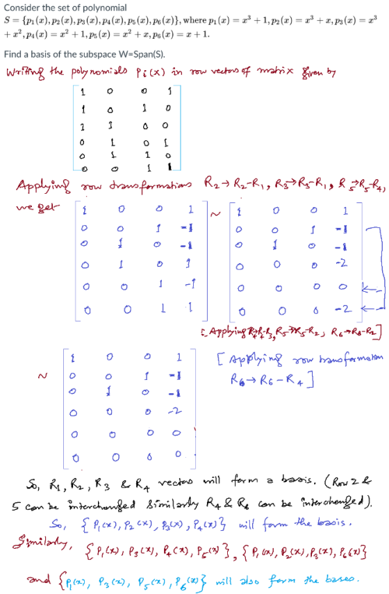Consider the set of polynomial s-{Pi (z),P2(z),P3(z),P4(z),P5(z),Pc(z)), where Pi (z)-zs + 1,P2(x)-r + z, ps(z) = z3 Find a