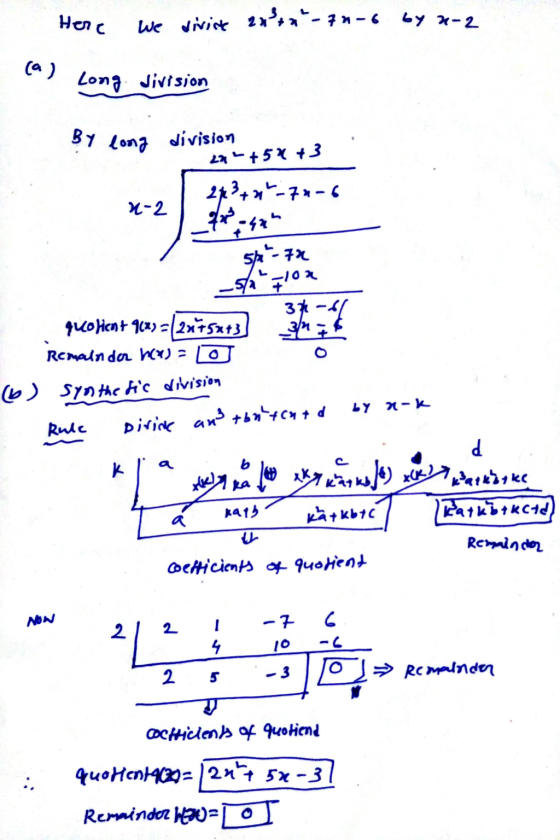 BY long division Here We divine x3+x²-7 n-6 by 2-2 Long division 27-+5% +3 27+*-74-6 n-2 forse 5/4 - 72 -102 o quotient 9(2)