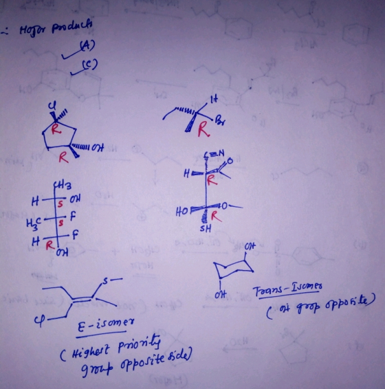 i Mojer products A2 (6) Ot 543 Hts of HOP0- He sf SH f H RA at dit Trans-Isomer coi grop opposite E-isomer ( Highest priority