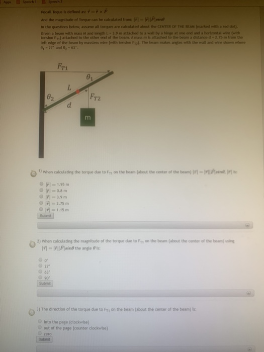 = App Spench Sprechs Recall toque defined as FXP And the maritude of torque can be calculated from IFP In the question below,