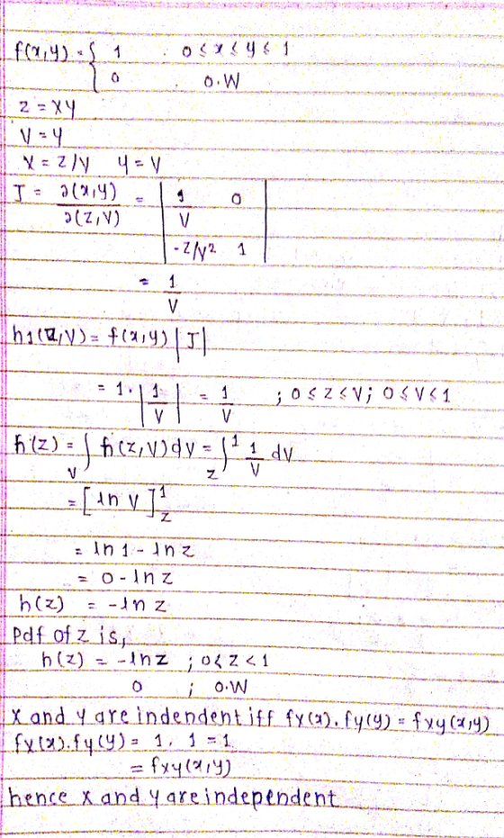 df of z is Xand Vare indendentif f)y y(a).fyy)yy( nce K and Hareindeptnden