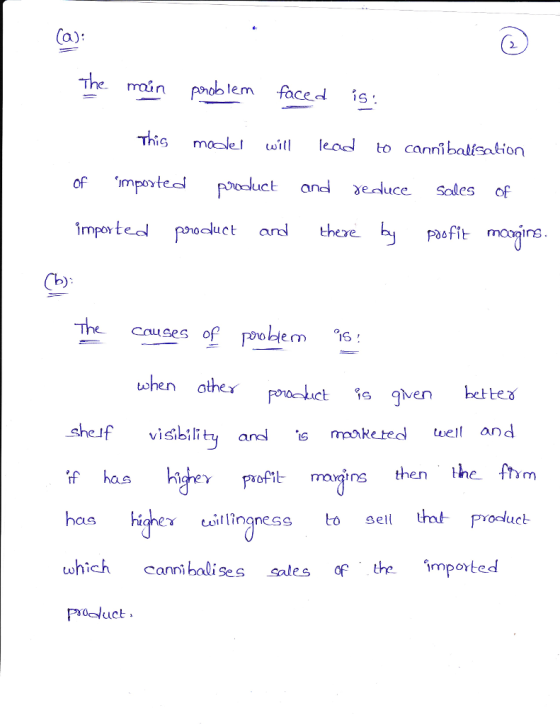 לד. moin hob lem faced is. This moale! eoeto cannîbatisation of mported uct and xeluce Sales of impor tel pouct ardther Pofit moirs. The Causes of pobem %; when O shelfvisibility andl 6 moke te and sthen he fhm YPofit maratns has highe ngnesso sell ha PYocluct which cannibali ses sales of te imported