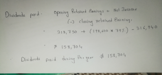 Dividmds padopeing Reloird Ranings Neł 3ecome 318,750-+ (198,600*구97.) -316/ 940 {58,704 Dividends paid dun ing that eay $15g,7o4
