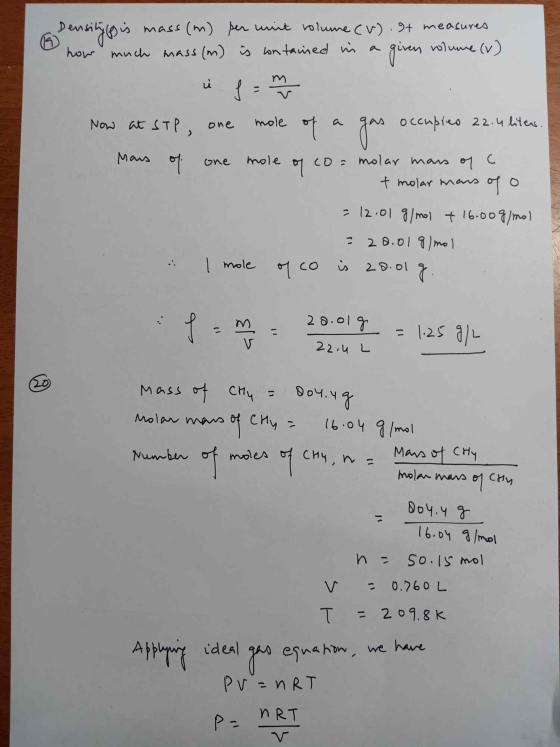 Densitges is mass (m) per unit volume (V). It measures how much mass (m) is contained in given wolume (v) u as Now at STP, on