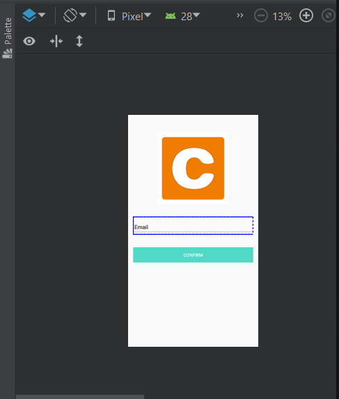 Pixel 28 13% + > Email CONFRM Palette