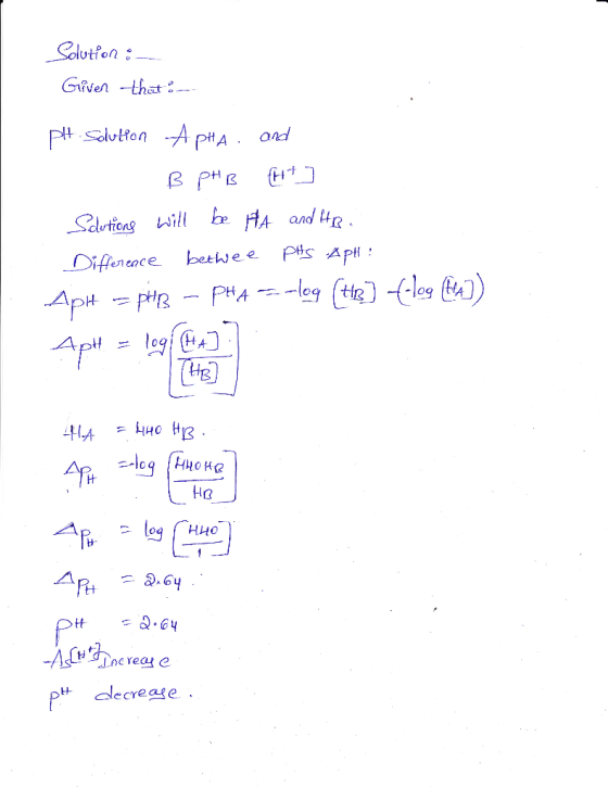 Solution Given : that: p. Solution Apha. and ß PHB (fit] Solutions will be fa and HB Difference betwee phs Apt: - Apl =phs –