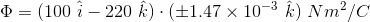 Q = (100 î – 220 Â) · (+1.47 x 10–3 k) Nm²/C