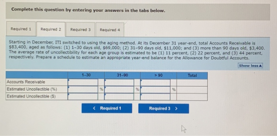 Complete this question by entering your answers in the tabs below. Required 1 Required 2 Required 3 Required 4 Starting in De
