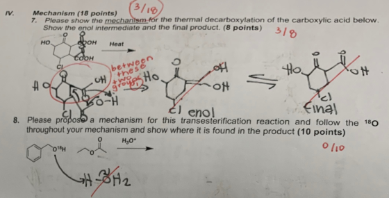 (3/18) IV. Mechanism (18 points) 7. Please show the mechanism for the thermal decarboxylation of the carboxylic acid below. S