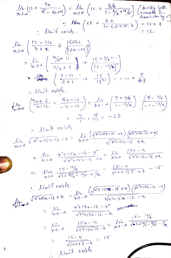 B. X lim (12_4 His lim - fatis (n + 15:) (devient (12 * 196.0765.6) 2 denominator by 12+ 0 12 .. limit exists. lim ats 12 Ila