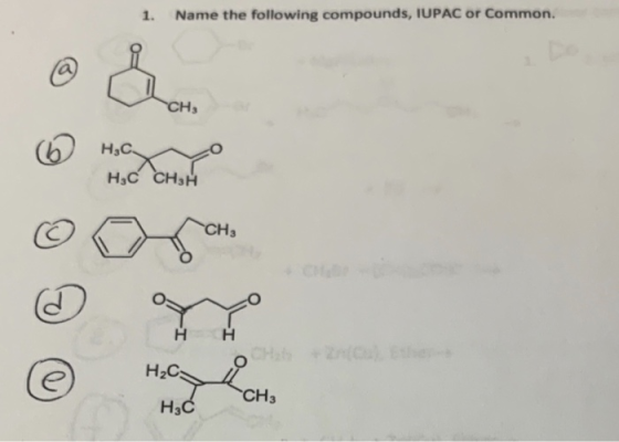 Name the following compounds, IUPAC or Common. 1. CH Н,с. Нс Снн CHs CH н CHab2n) Ee Нас, CH 3 Нас