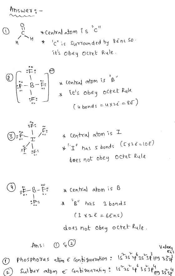 Answers - Acentral atom is c * ch is surrounded by fēns so · its obey Octet Rule. & -B-² x central atom is B * its obe