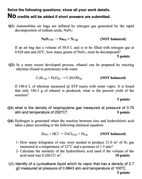 Solve the following questions; show all your work details. NO credits will be added if short answers are submitted. Q1) Autom
