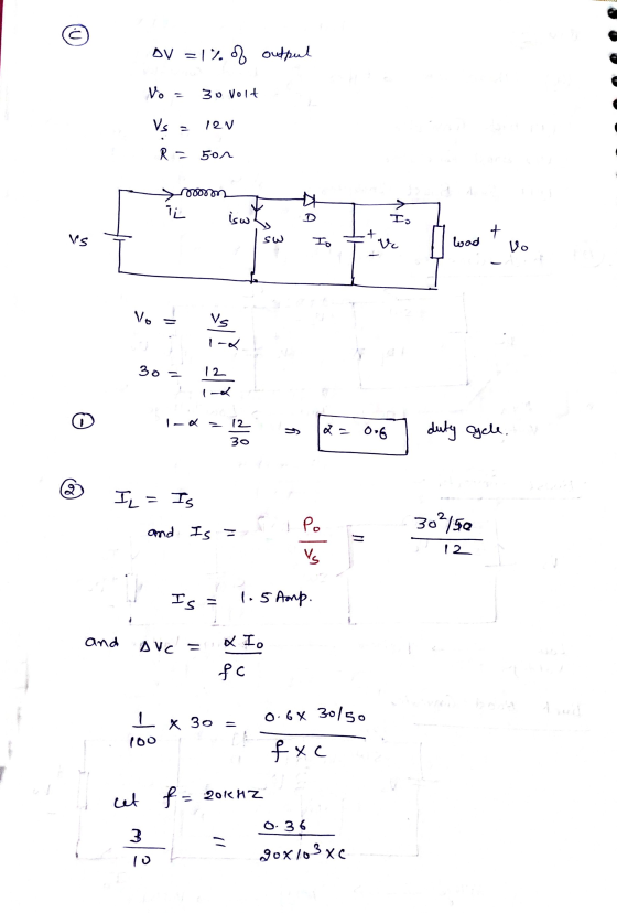 (U OV = 1% of outpul Vo - 30 Volt Vs 12V R = 501 7000mm TL is wh D Io Vs + sw Io Ve wad vo - Vo = Vs 1-2 us a 30 12 - 12 30 D
