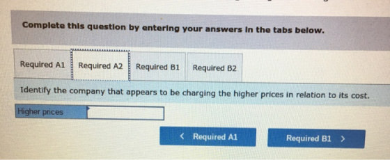 Complete this question by entering your answers in the tabs below. Required A1 Required A2 Required B1 Required B2 Identify t
