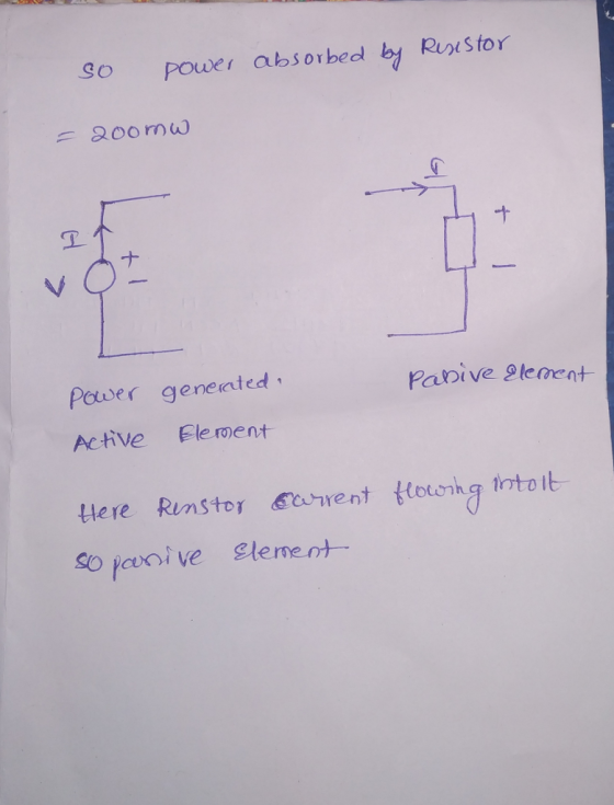 So Power absorbed by Ruxstor 1 ナ Power geneated Active Elerment Rabi ve lement tlere Rinstor erment leoring into it