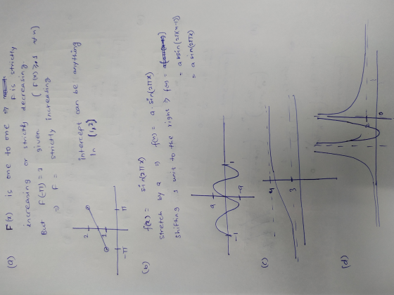 moto F(x) one to one (@) is increasing strictly given. strictly increasing strictly decreasing ( f (x) 7,1 &n) But FEU = 2 in