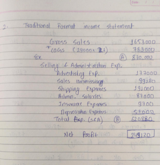 Dete II 2. Traditional foonnut income stuferdent Gomess Soles 1653000 *Cocos (29000* 2.1). A 783000 A 870.000 Selling & Admin
