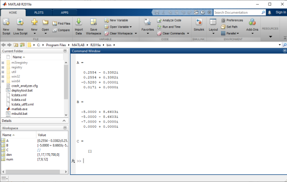 MATLAB R2019a HOME PLOTS APPS do E O Search Documentation Sign In Analyze Code O Preferences Run and Time Set Path Favorites
