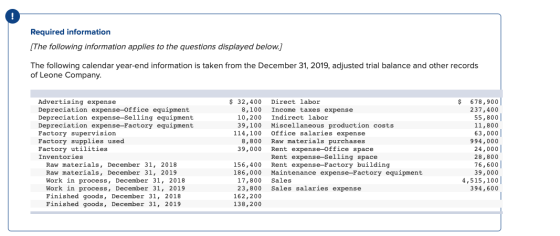 Required information (The following information applies to the questions displayed below.) The following calendar year-end in