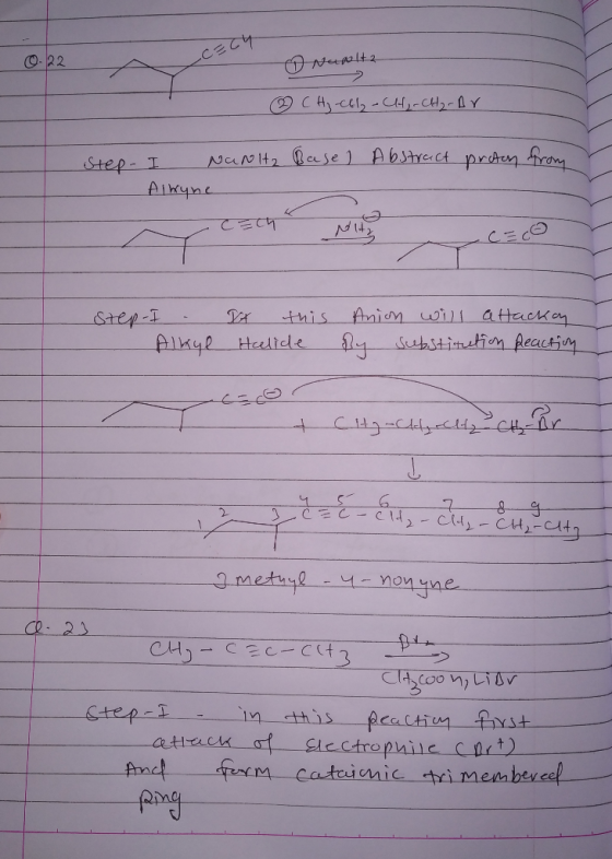 O Naalta ♡ CH₂-Cely-CH₂ - CH₂ - Ar Step-I NaNita Base] Abstract proton from Alhyne cach wit step-I IX this Anion will alackan
