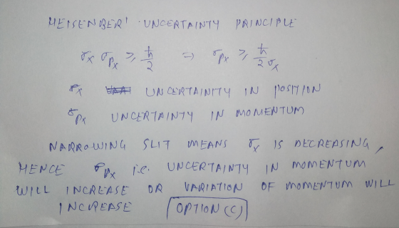 HEISENBER UNCERTAINTY PRINCIPE Sx b h – px 7 th & UNCERTAINITY IN Position px UNCERTAINTY IN MOMENTUM NARROWING SHIT MEANS T