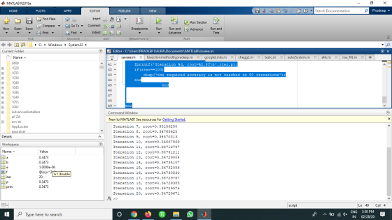 - O X Pradeep do E C . Search Documentation EDITOR PUBLISH VIEW Insert E fx EH - D Comment % 92% & Breakpoints Run Indent 1 -