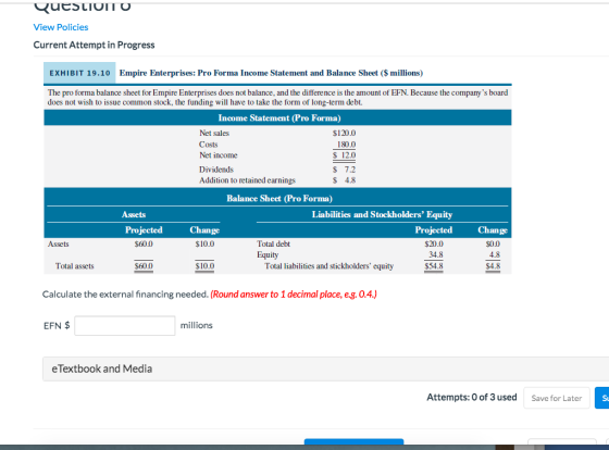 QUESDIO View Policies Current Attempt in Progress EXHIBIT 19.10 Empire Enterprises: Pro Forma Income Statement and Balance Sh