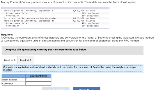 Murray Chemical Company refines a variety of petrochemical products. These data are from the firms Houston plant: Work-in-pr