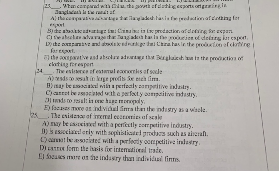 SCI. DJ CLICS. Janvuls. D) peuoleum Jelena LILI 31 . When compared with China, the growth of clothing exports originating in