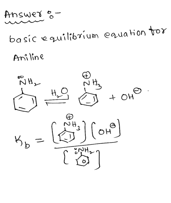 Answer o basic equilibrium equation tor Aniline W CH in + X oH Kv= ($*] (OP)