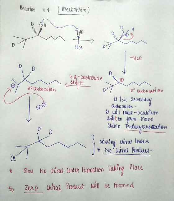 Reaction #2 ( Mechanism) DOH He -H20 D D 12-Deuhreride & Shift 30 caubocation 1 2 cambolation U isa sewndary cubo canon - It