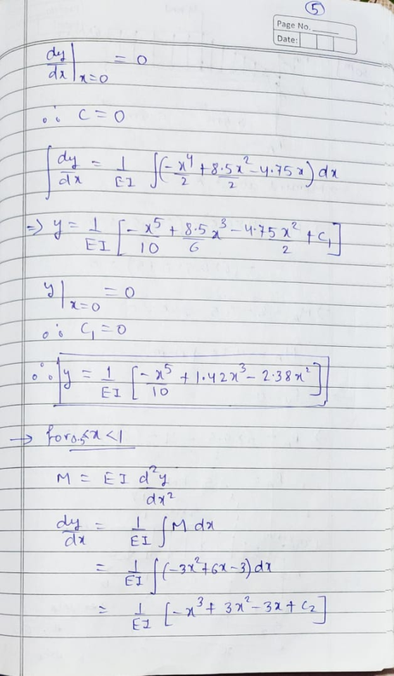 Page No. Date: by a +8528-47526 141] Foro.&n</ M = EI dy da² dy = 4 SM da es |{=38°462-3) d? -_ *+33°-327627