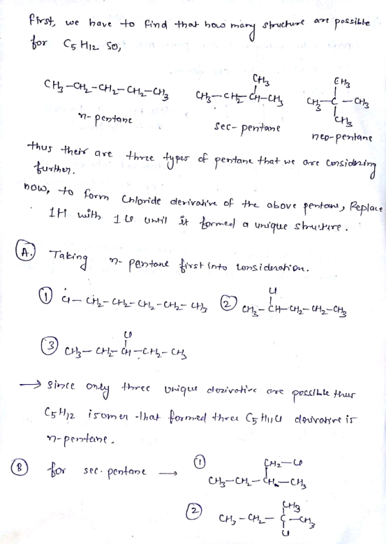 Sec- pentane hovw, -to fo Orm Chloride derivahve of e above pentaw. Replace A.) Tabin Co 2 sec. pentan → 2- LI