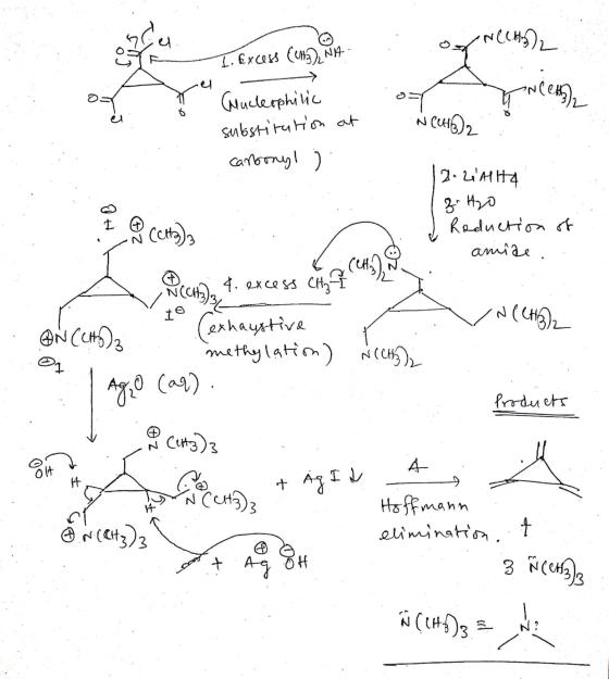 N(CH2) I. Excess (CM2), NA Wech Gencleophilic substitution at carbonyl ) NCHI 2. LAlta IH & ( (CH3)2 Reduction of amide . (C