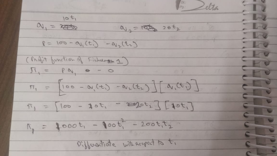 lot, 20tz a a = no a = 10 P=100-oct.) - aalta) (Profit function of fishing in 1) mi - floo-o, (t) -a, Uts) ][ 9.000] 7, = [10