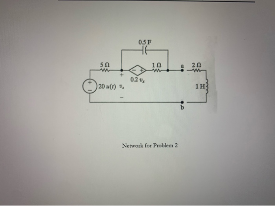 0.5 F 20 u(t) v 1H Network for Problem 2