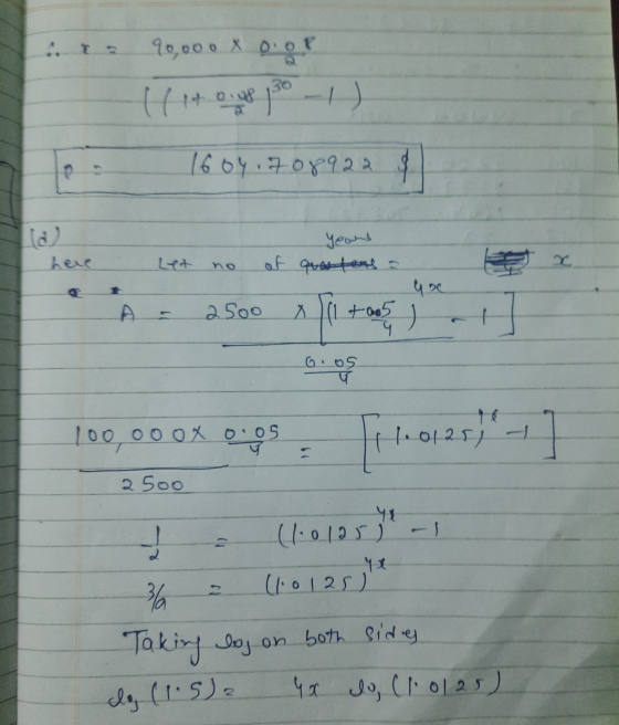 90,000 X 0.0P 414.1-1) 1604.708922 years here Let 420 2500 X +005 ។ 1 Gros 100 00 0 X 0.05 11 1.0125 - -] प 2500 yo (1.0125)