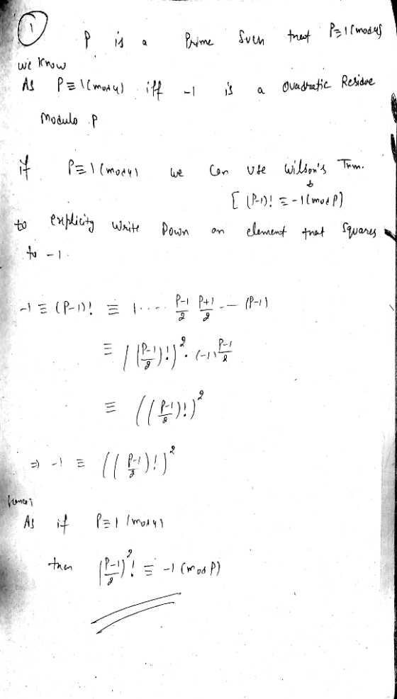 Prime . Such treet Pall modu? o į is a we know As ? Ellmodel .iff A modulo .P u is a Qvadratic Residue if Pellmodus we can us