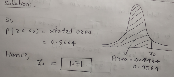 solution: So, LO P/2cho)= shaded area = 0.9564 Hence, To = Zo Area = N100 LA 0.9564 1.71