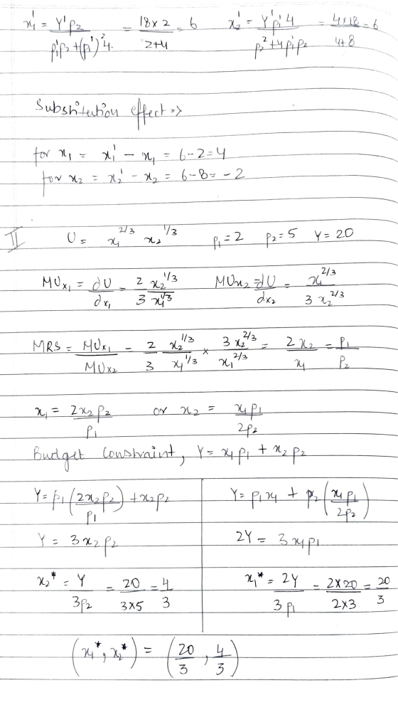 4 2 Y 18 2 १ 4116-6 2 2+4 418 Substitution effect o> for no = 2 - , - 6-2 4 tov x2 : 1, - , - 6-8- -2 tor 273 1/3 म - 2 S