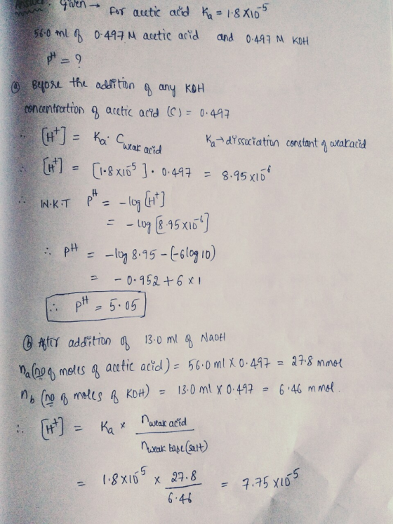 5 540mLfb 0.49구시 acetica d and 0447 MkDH enentrotron g acetic ad (C)0 411 wat acid 0.15+6 x 5 子,75x10 = 6.46