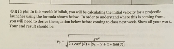 In this week's Minilab, you will be calculating th