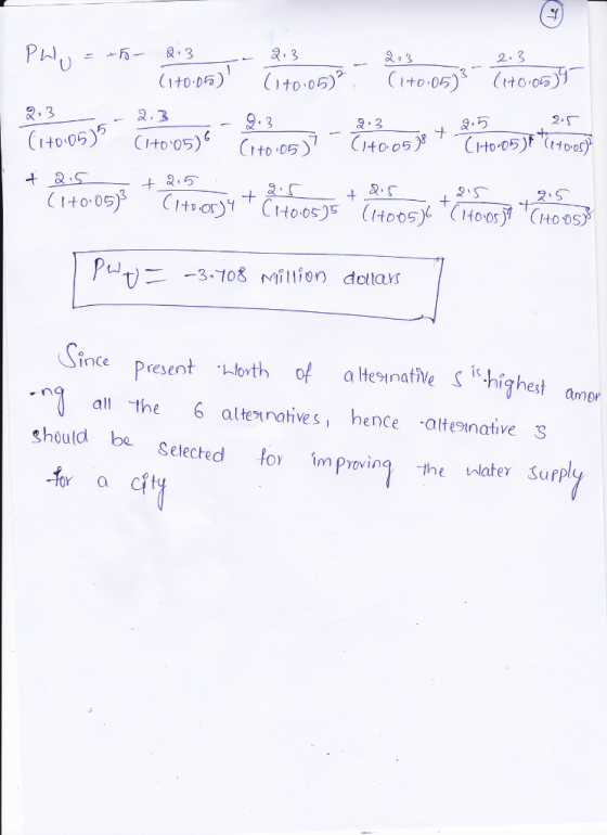 2 S put)--3-108 Million dollavı ince preseot xtho a highest all the 6 altetnatives, hence alteinative s should ba Selected fo