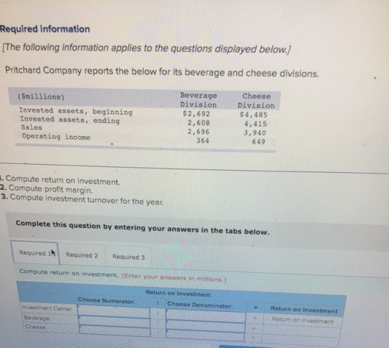 Required information [The following information applies to the questions displayed below.] Pritchard Company reports the belo