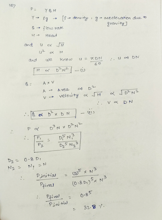 107 Y sg YOH [s - density, g acceleration due to gravity] flow rate Head H → and u a Sh uz H and We know u= TON 2. US ON Н D²