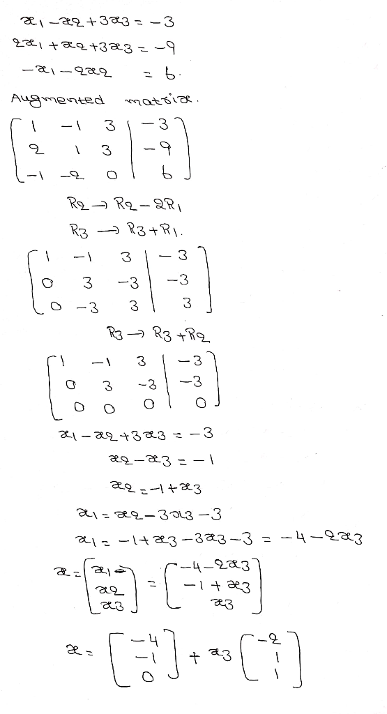 R1-a2+333 = -3 qa, taataz=-9 -R1-229 = b. Augmented matrize ri -1 31-37 1 q 3 -9 La olbu Re Rę – QR R3 → R3+Ri. ri - 31-37 o