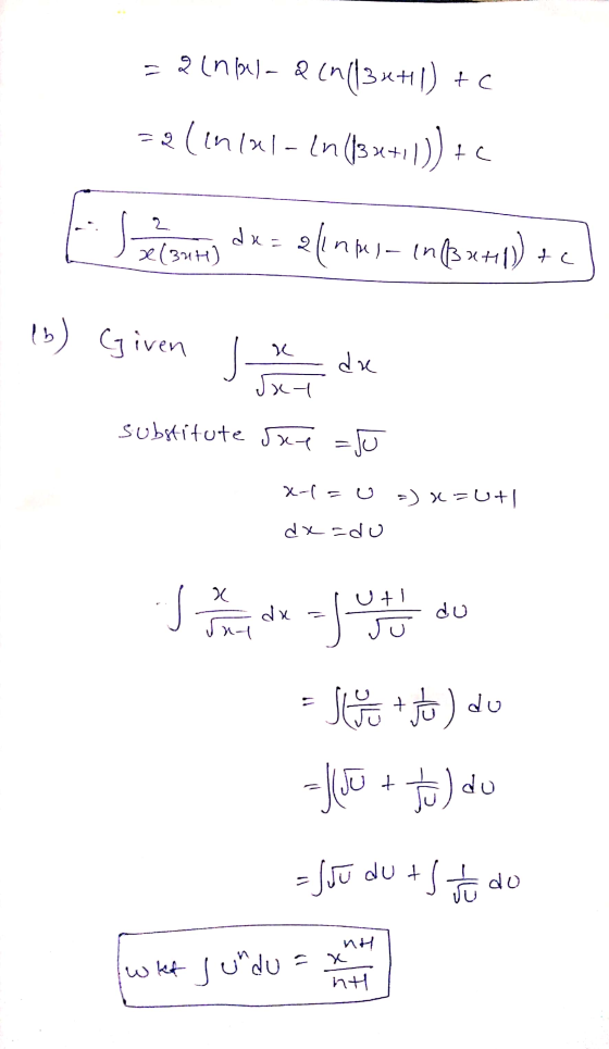 - 2 Inbul- & (n(134+1) +C elinler - In 15x+11)) + c Ver mais dx = 241 mpe) – in (3x+10) 221344) ta 16) (given e dre Jet subst