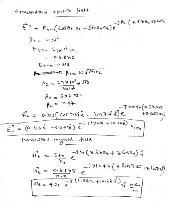 transmitted electric field -J B2 (r. Sinat AZ COSE êt = Fto (cosotan - Sin 9402) e Ota 320 Etoa Ermitio 0:318x3 Etos 0.318 th